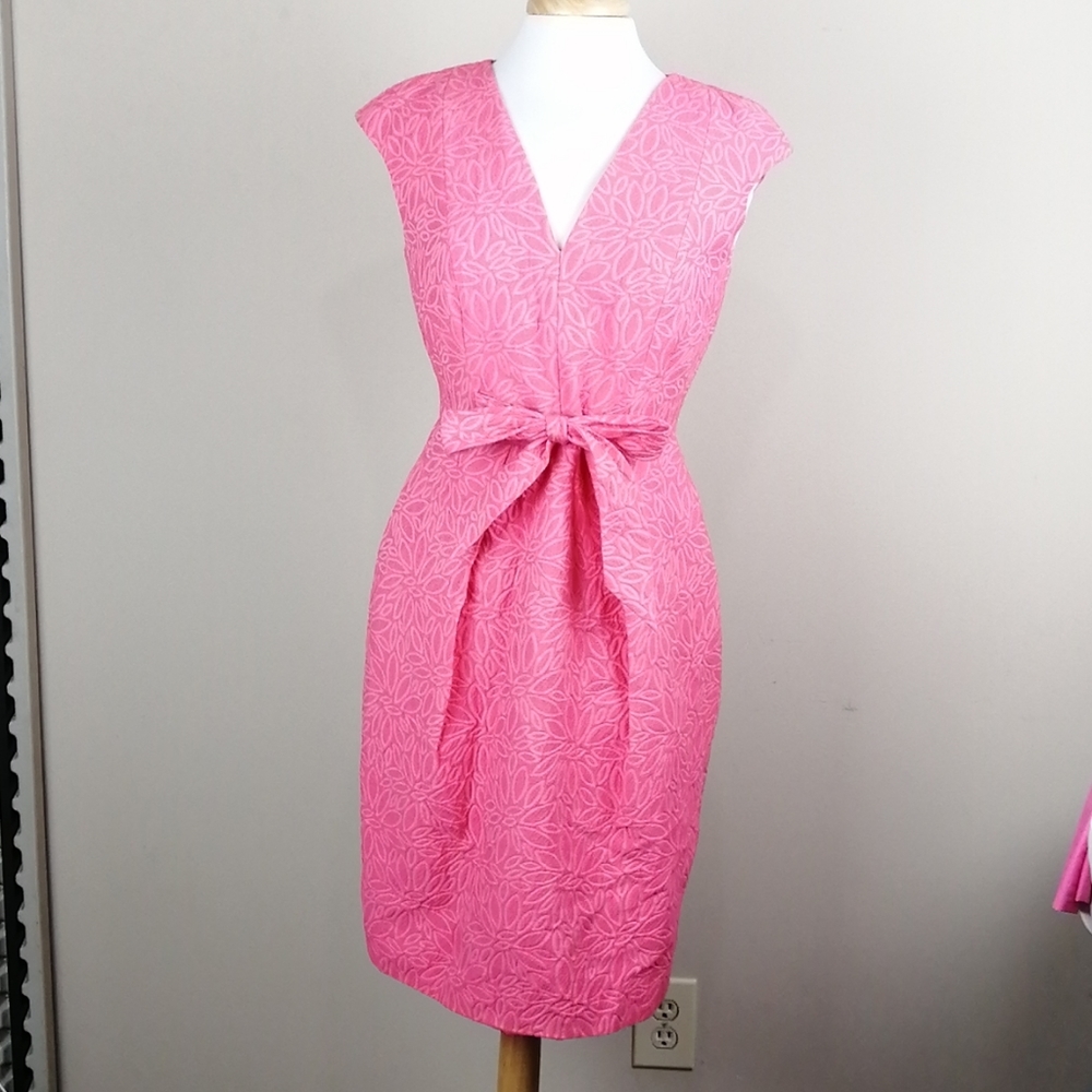Carmen Marc Valco pink textured floral dress